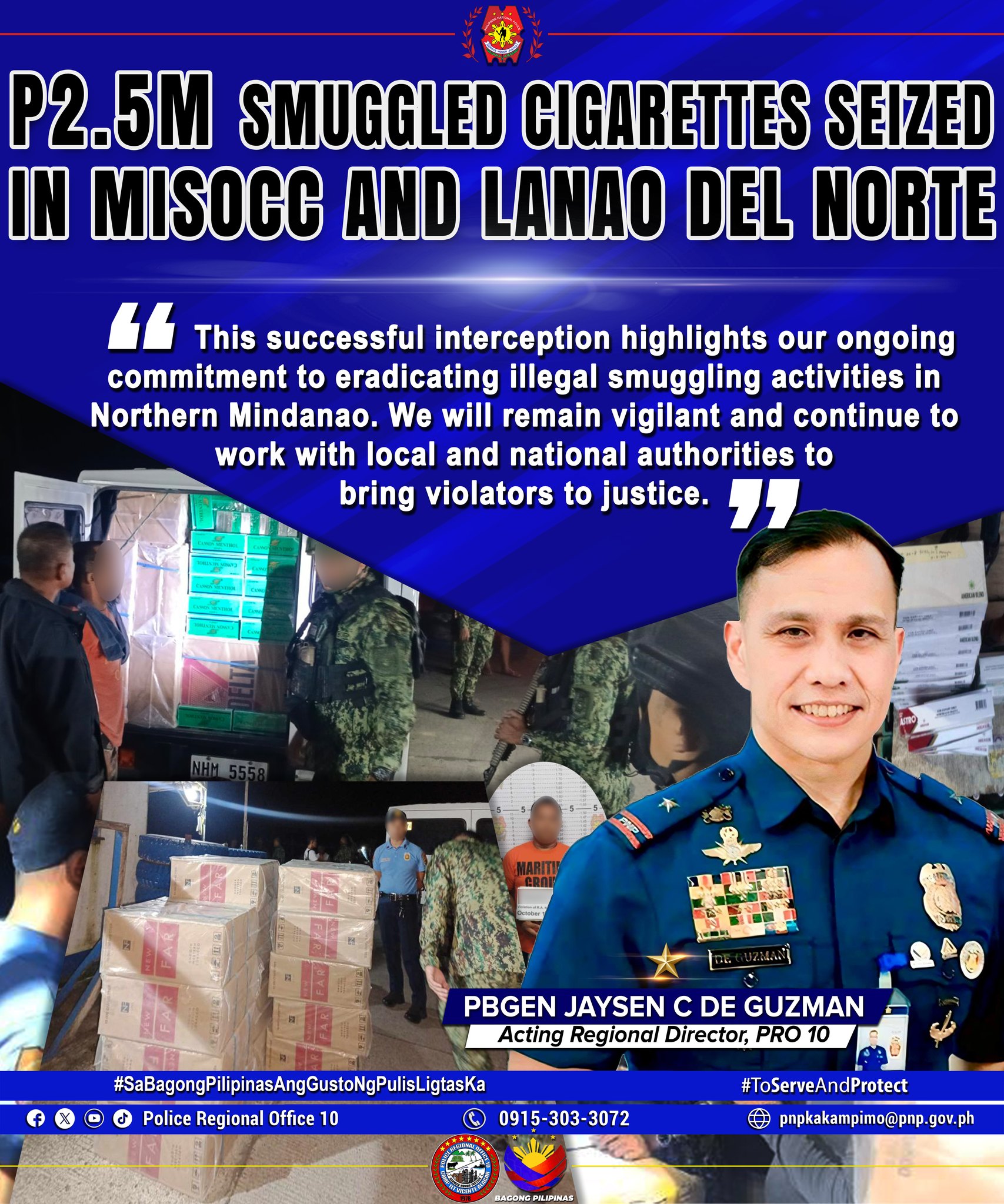 PhP2.5M Worth of Smuggled Cigarettes Seized in Misamis Occidental and ...