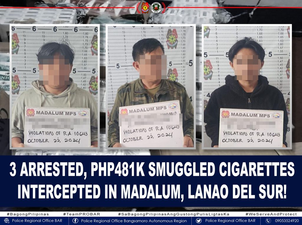Three Arrested, Php 481K Worth of Smuggled Cigarettes Seized in Madalum ...