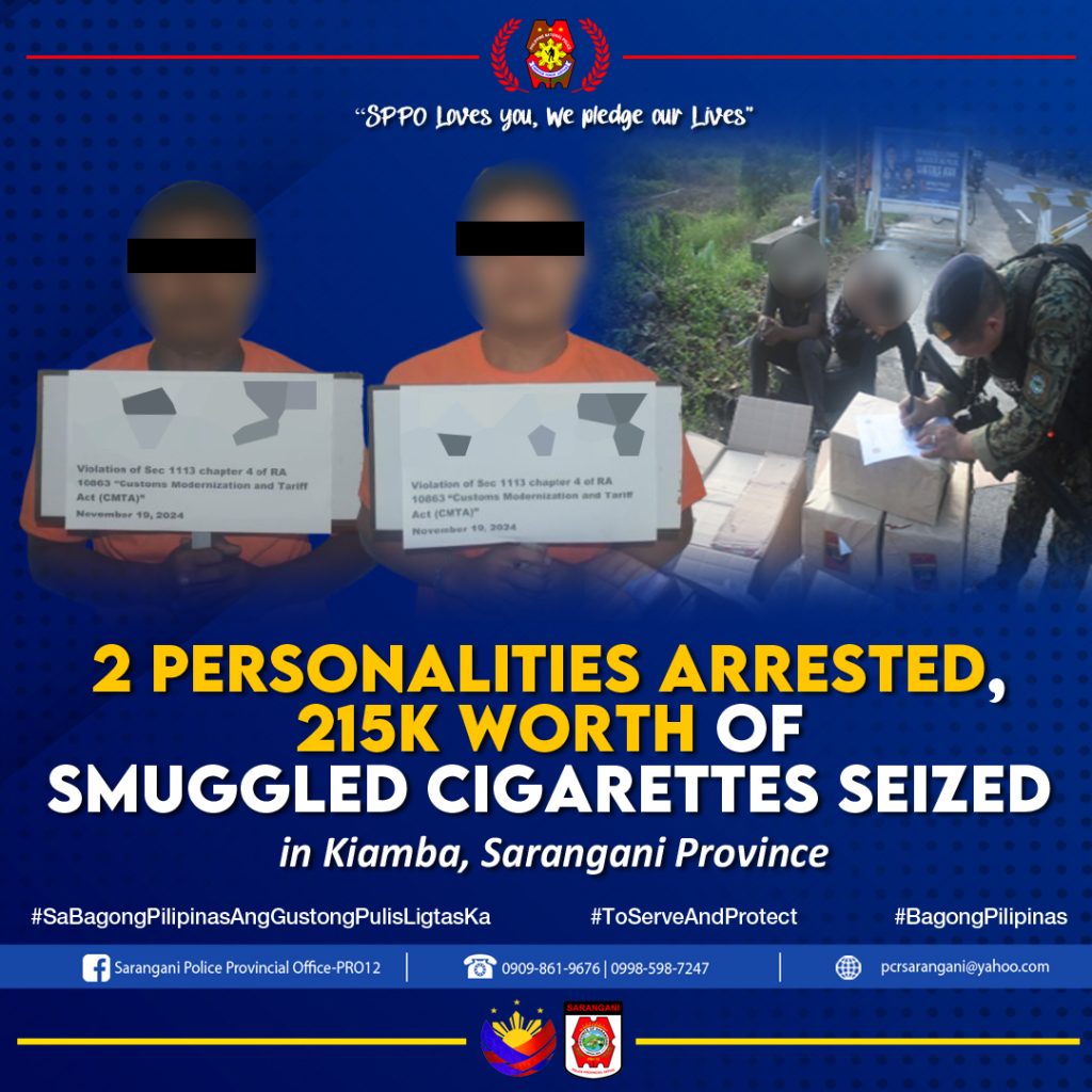 Authorities Seize Smuggled Cigarettes Worth Over PHP 215K in Sarangani ...