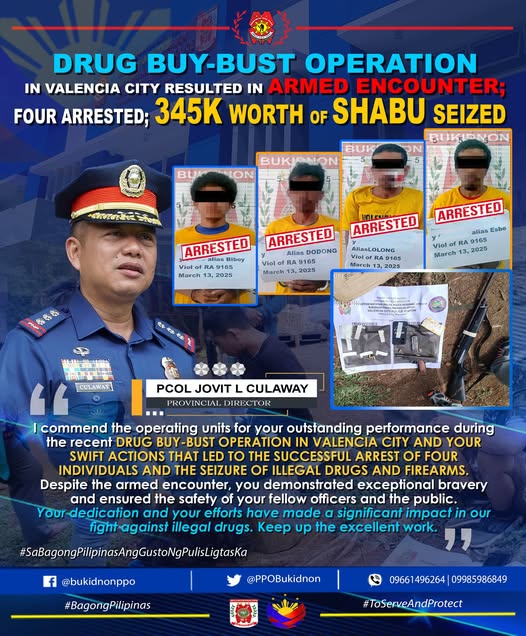 Four Arrested, Firearms and Illegal Drugs Seized in Valencia City Buy ...